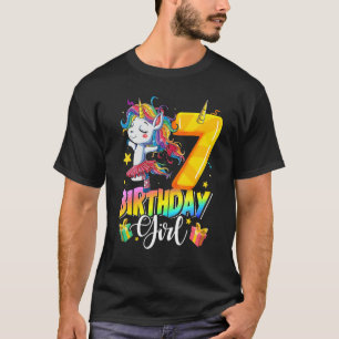 Barn Unicorn 7:e Birthday Girl 7 Ålder Party T Shirt