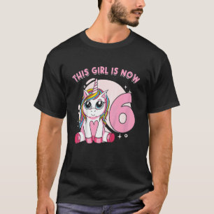 Barn Unicorn-flicka, mytisk varelse.. Jag är 6 år T Shirt