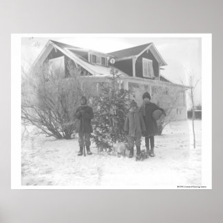 Barn utanför Julgran Poster