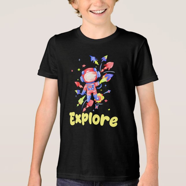 Barn utforskar rymden t shirt (Framsida)