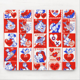 Barn Valentine Hälsning Hugs Kisses Red White Musmatta