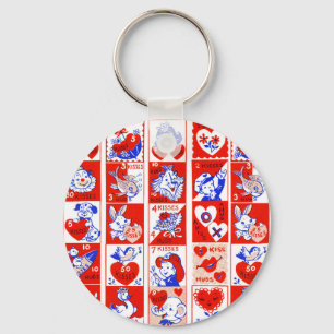 Barn Valentine Hälsning Hugs Kisses Red White Nyckelring