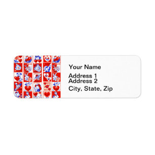 Barn Valentine Hälsning Hugs Kisses Red White Returadress Etikett