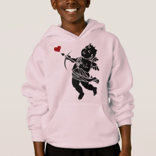 Barn Valentine Hoodies Rosa Cupid Sweatshirt Tröja