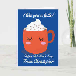 Barn Valentineser som jag gillar dig en latte Kort