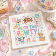 Barn Valp Hund 2-års Födelsedag Redo Två Pawty-fes