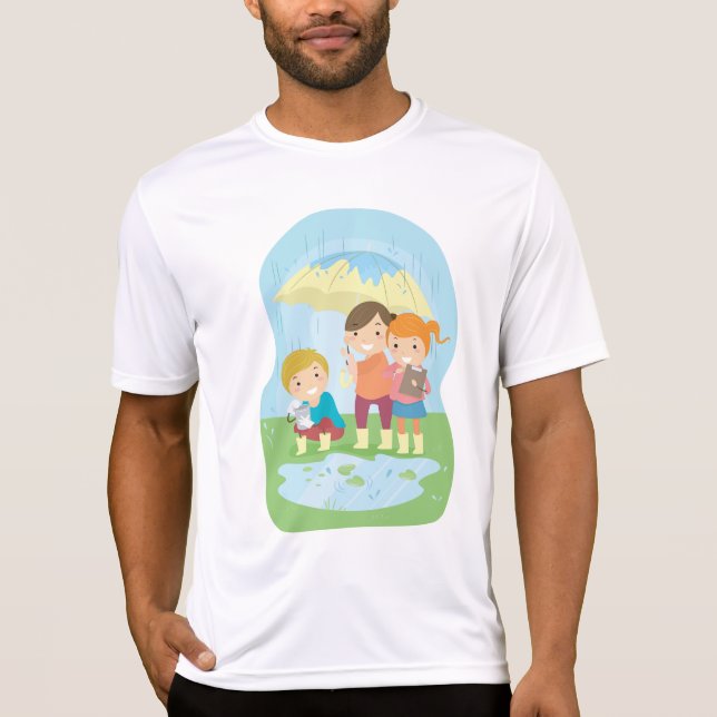 Barn Vetenskap Naturstudie i regn T Shirt (Framsida)