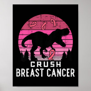 Barn vid bröstkorg Rosa Trex Dino-medvetenhet om b Poster
