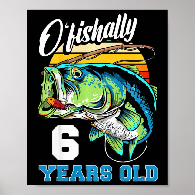 Barn vid fiske 6 år gammal fiskare 6e födelsedag poster (Framsidan)
