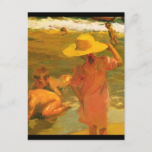 Barn vid havskusten - Joaquín Sorolla Vykort (Framsida)