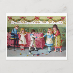 Barn vid jul Party - Vintage bild Vykort