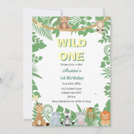 Barn Vild 1:a födelsedagarinbjudan Inbjudningar