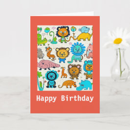 Barn Vilda djur, födelsedagskort Kort