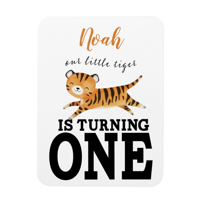 Barn Vilda Ettor Djungel Tiger Första Födelsedag Magnet (Vertikal)