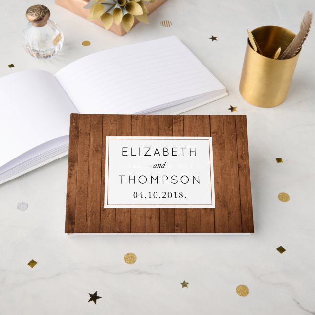 Barn Wall, Wooden Boards, Planks, Rustic Bröllop Gästböcker (Framsida öppen)