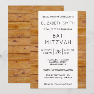 Barn Wall, Wooden Boards, Rustic Bat mitzvah Inbjudningar