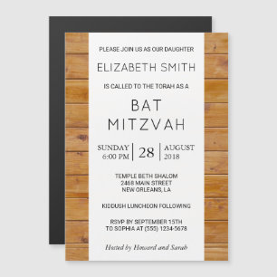 Barn Wall, Wooden Boards, Rustic Bat mitzvah Magnetisk Inbjudningskort