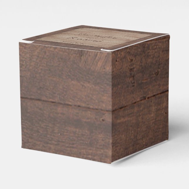 Barn Wood and Birch Landsbyggsbröllop Favor Box Presentaskar (Framsidan Sidan)