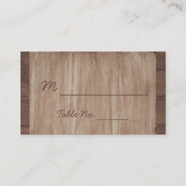 Barn Wood and Birch Landsbyggsbröllop Place Cards Placeringskort (Framsida)