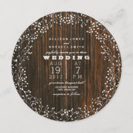 Barn Wood + Babyns andedräkt Bröllop Inbjudningar