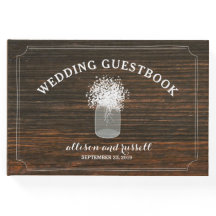 Barn Wood + Baby's Band Burk Bröllop Guestbook