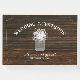 Barn Wood + Baby's Band Burk Bröllop Guestbook Gästböcker