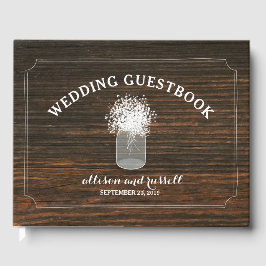 Barn Wood + Baby's Band Burk Bröllop Guestbook Gästböcker