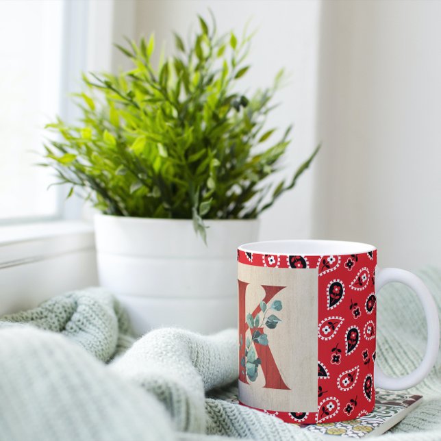 Barn Wood & Bandana Brev K Jumbo Mugg (Skapare uppladdad)
