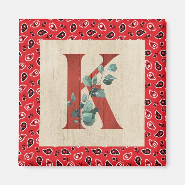 Barn Wood & Bandana Brev K Magnet (Framsidan)