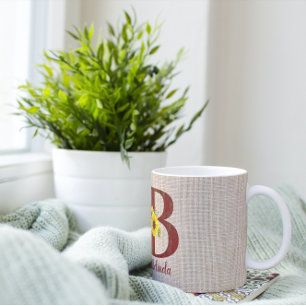 Barn Wood Brev B & Sunblommor Personlig Kaffemugg