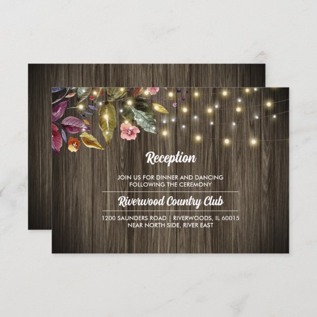 Barn Wood | Brölloport för höstblommor Inbjudningar (Fram/baksida)