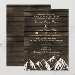Barn wood Camping Rustic Mountains Bröllop Inbjudningar