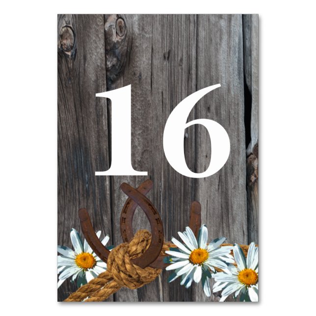 Barn Wood Daisys and Horseshoes Bordsnummer (Framsidan)