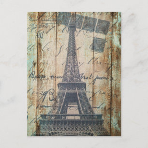Barn Wood Fransk Land Paris Eiffel Torn Vykort