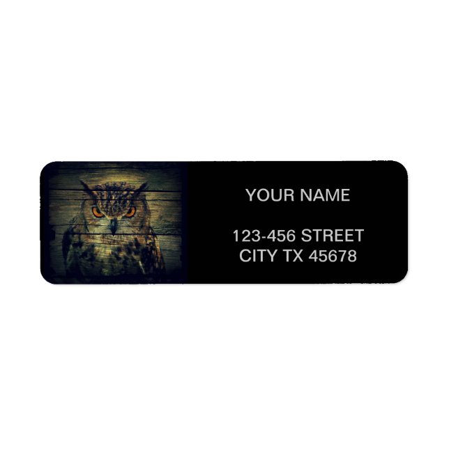 Barn Wood Gothic vild bird Spooky hoot uggla Returadress Etikett (Framsidan)