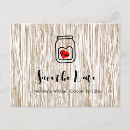Barn wood grain mason jar save the date cards meddelande vykort
