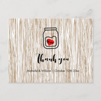 Barn wood grain mason jar Thank you cards Meddelande Vykort