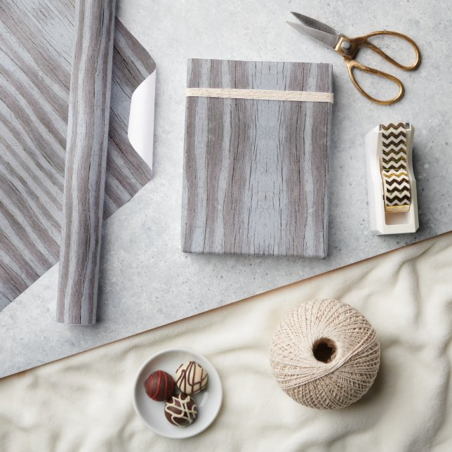 Barn Wood Grått Grått Black Lodrät Stripe Presentpapper (Hantverk)