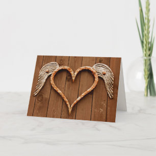 Barn Wood Heart Valentine Day Helgkort
