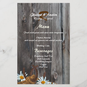 Barn Wood, Horseshoes and Daisys Menu