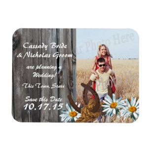 Barn Wood Horseshoes Daisy Spara datumfoto Magnet