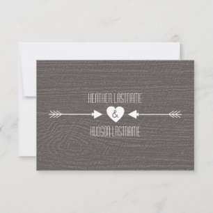 Barn Wood Inspired White Arrows Bröllop R.S.V.P. OSA Kort
