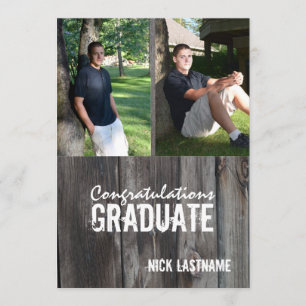 Barn Wood Land Grad Twin Photo Inbjudningar