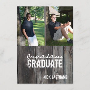 Barn Wood Land Grad Twin Photo Inbjudningar