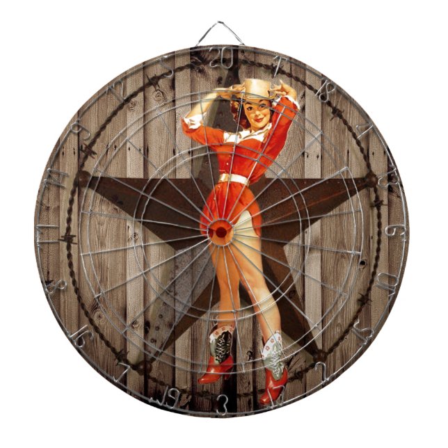 Barn wood Lone Star westernare land Cowgirl Piltavla (Framsidan)