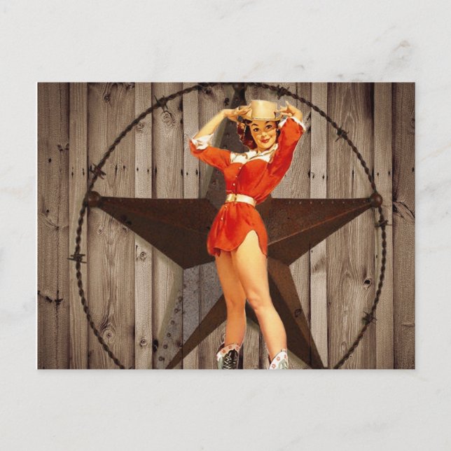 Barn wood Lone Star westernare land Cowgirl Vykort (Framsida)