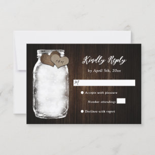Barn Wood Mason Burk Ljus Bröllop OSA Card Kort