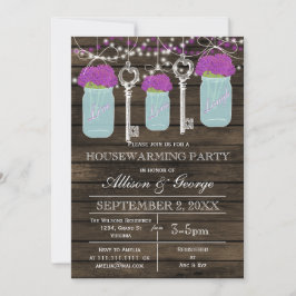 Barn wood Mason burk nycklar rustik husuppvärmning Inbjudningar