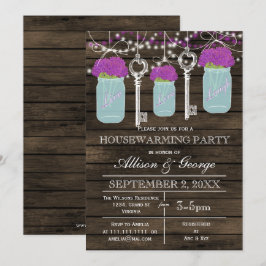 Barn wood Mason burk nycklar rustik husuppvärmning Inbjudningar