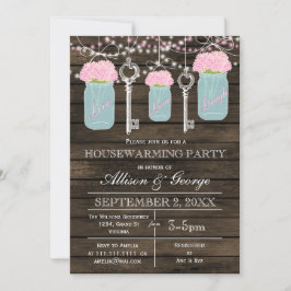 Barn wood Mason burk nycklar rustik husuppvärmning Inbjudningar